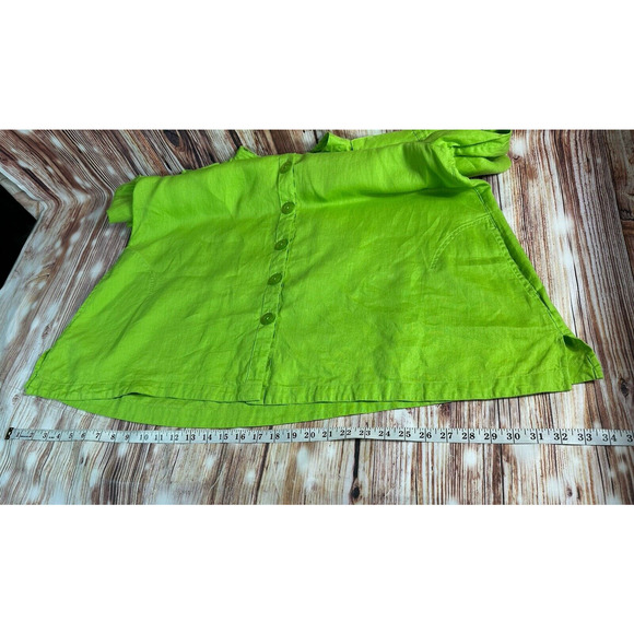 John Mark Size Large 100% Linen Top Green Boho Tunic Button Shirt 3/4 Sleeves - Picture 4 of 10
